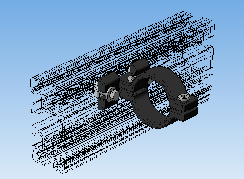 将管道d40纵向固定到铝型材上的支架